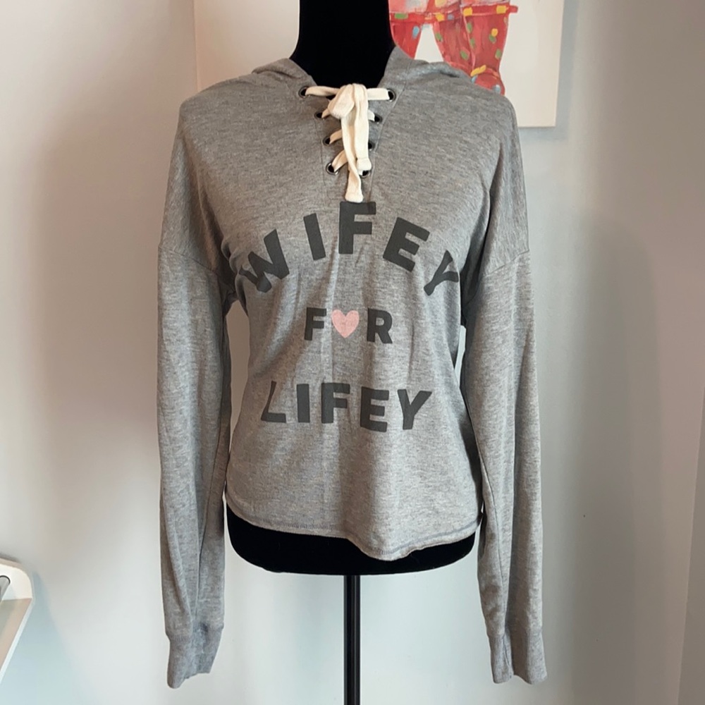 Love & Cherish Gray Tie Hoodie